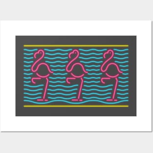 80's Gift 80s Retro Neon Sign Pink Flamingo Posters and Art